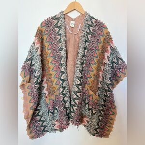 Kemi + Kin Alva Chevron Textured Open Front Kimono One Size